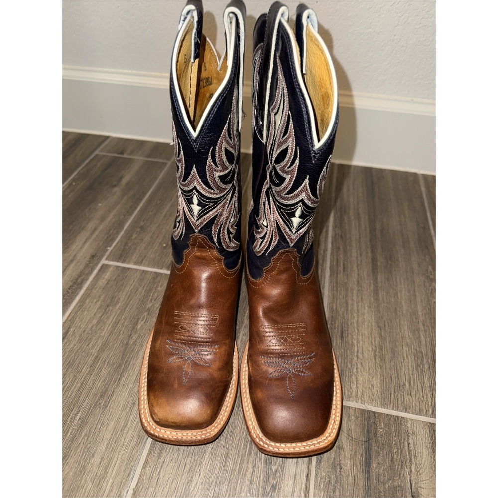 Tony Lama Women's Beige Royal Blue Western Goat Leather Boots 1790-L 7.5B - Picture 8 of 12